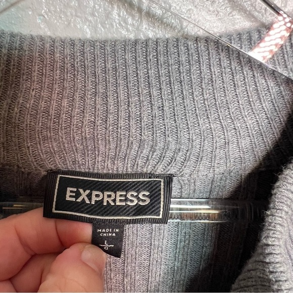 Express Men Half Zip Collared Ribbed Sweater - Picture 7 of 7